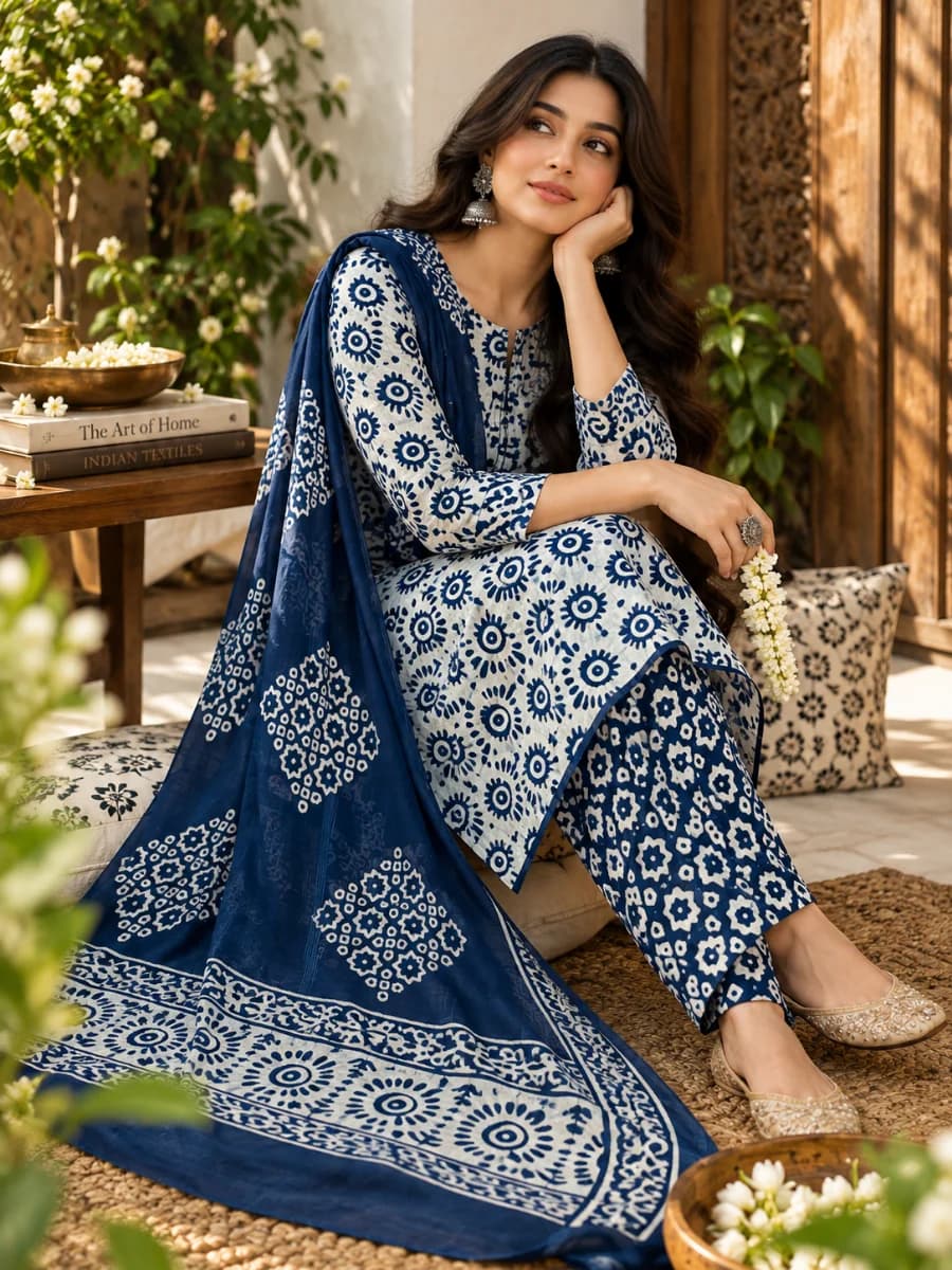 Peacock Green All Over Batik Prints for Women